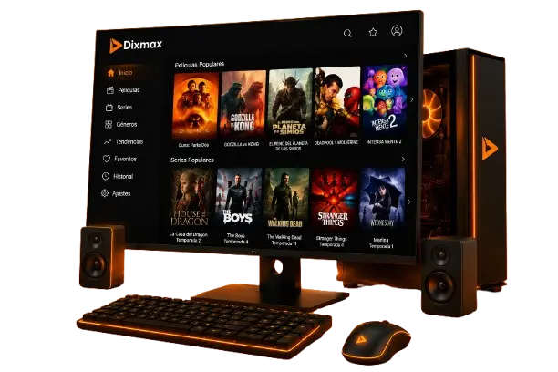 Dixmax en PC para ver películas, series de televisión, contenido de entretenimiento en tendencia y una interfaz de navegación fácil de usar.