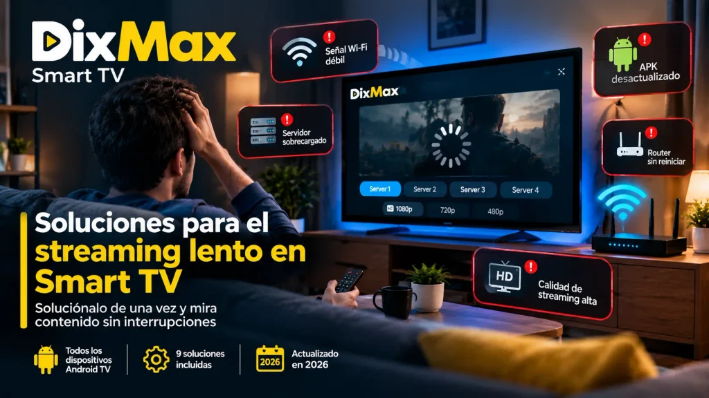 Streaming lento de DixMax en Smart TV: soluciones para problemas de Wi-Fi, servidores y buffering