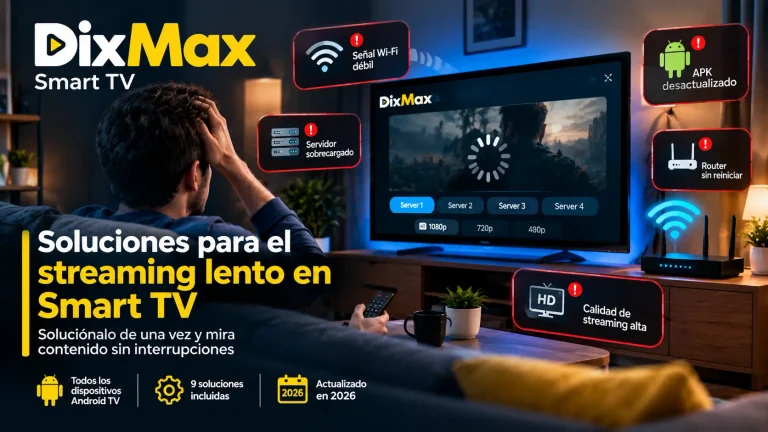 Streaming lento de DixMax en Smart TV: soluciones para problemas de Wi-Fi, servidores y buffering